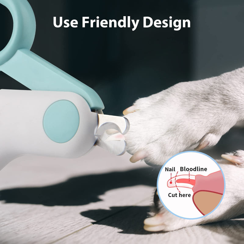 Dog Cat Nail Clippers & Trimmers with LED Lights and Safety Guards for Pet Claw Care Grooming and Avoid Over Cutting - Professional Pet Nail Trimmers Tool for Dogs Cats Rabbits Bird Puppy Kitten A-Green - PawsPlanet Australia