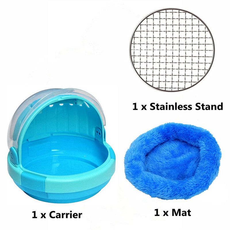 Bird Carrier with Handle - Parrot Carrier Lightweight Portable Pets Suitcase Transparent Breathable Warm Nest Bed for Parakeet Macaw Cockatiels Conure Lovebird Parrot Birds Accessories Blue - PawsPlanet Australia