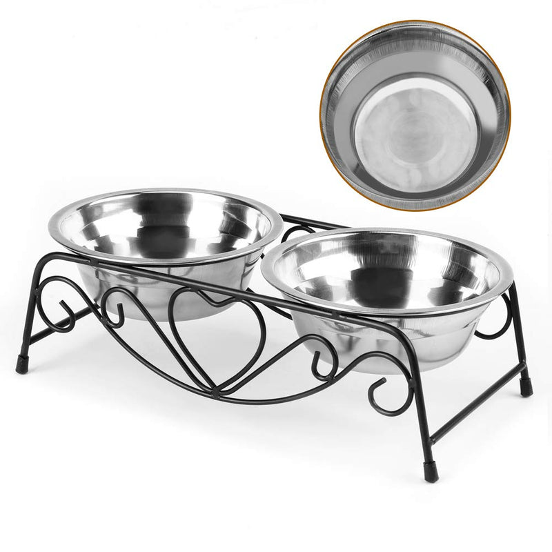 GAESHOW Stainless Steel Double Dog Cat Food Water Bowls Feeder Dishes Shelf Stand Cat Food Bowls - PawsPlanet Australia