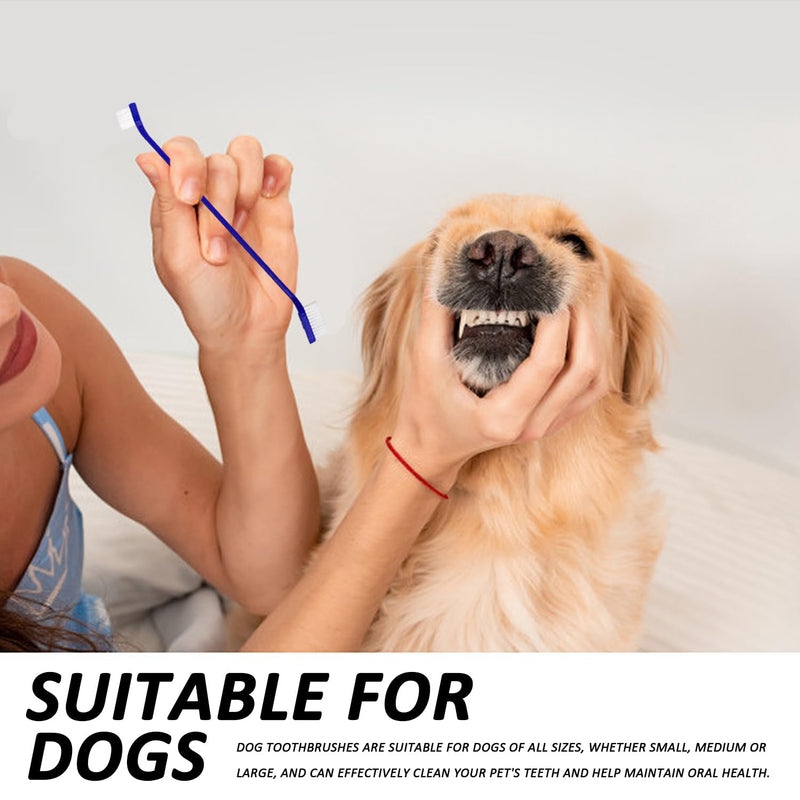 4 Piece Pet Double Toothbrush with 3 Piece Finger Cover, Pet Toothbrush, Dental Care for Dogs and Cats, Anti-Plaque Toothbrush, Pet Toothbrush - PawsPlanet Australia