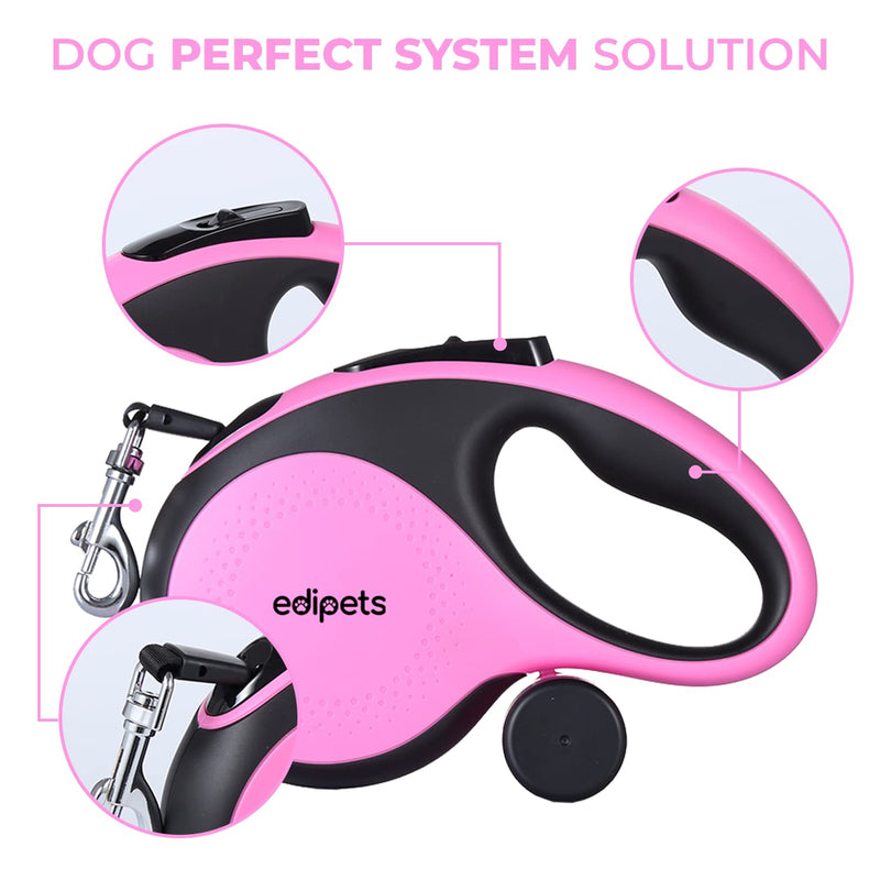 Edipets Extendable and Retractable Dog Lead 5m 8m Flexible for Training and Walking for Small