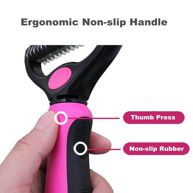 Pet Grooming Comb Dog Undercoat Rake,Dematting Comb Groomimg Stripping Deshedding Tool For for Knots, Tangles, Matted Fur Cats(Large Medium and Small) Pink - PawsPlanet Australia
