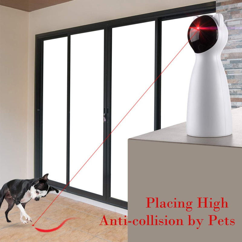 [Australia] - Yvelife Cat Laser Toy Automatic,Interactive Toy for Kitten/Dogs - USB Charging,Placing Hign,5 Random Pattern,Automatic On/Off and Silent (P01), White, Medium 