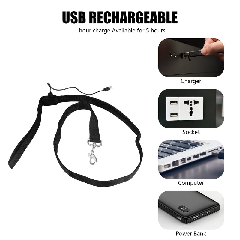 Muasegow LED Dog Collar，USB Rechargeable Dog Lights for Night Walking，Light up Dog Collars，Weatherproof，Adjustable for Puppies Medium Dogs Large Dogs，Include Light-Up Dog Leash S Black - PawsPlanet Australia