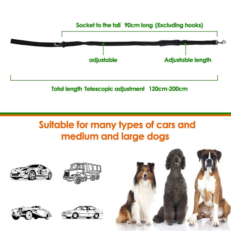 [Australia] - SlowTon 2 in 1 Dog Car Seat Belt + Leash, Heavy Duty Dual Use Adjustable Vehicle Seatbelt Tether Also 4FT Reflective Pet Walking Leads Durable Nylon Elastic Bungee for Training and Outdoors 