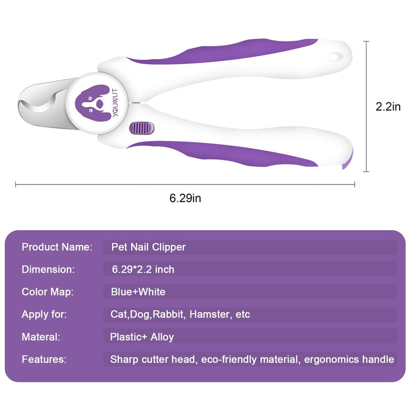 YouCut Dog Nail Clippers and Trimmers,Professional Grooming Tool with Safety Guard to Avoid Over Cutting,Free Nail File,Razor Sharp Blade,Sturdy Non Slip Handles for Large and Small Animals (Purple) Purple - PawsPlanet Australia