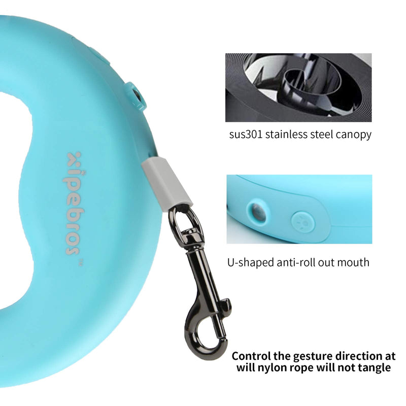 Xipebros Retractable Dog Leash with Rechargeable LED Light,Blue 360° Tangle Free 10 ft Pet Leash with One-Hand Brake, Anti-Slip Handle for Tiny Small and Medium Breed Dog and cat Up to 40LBS - PawsPlanet Australia