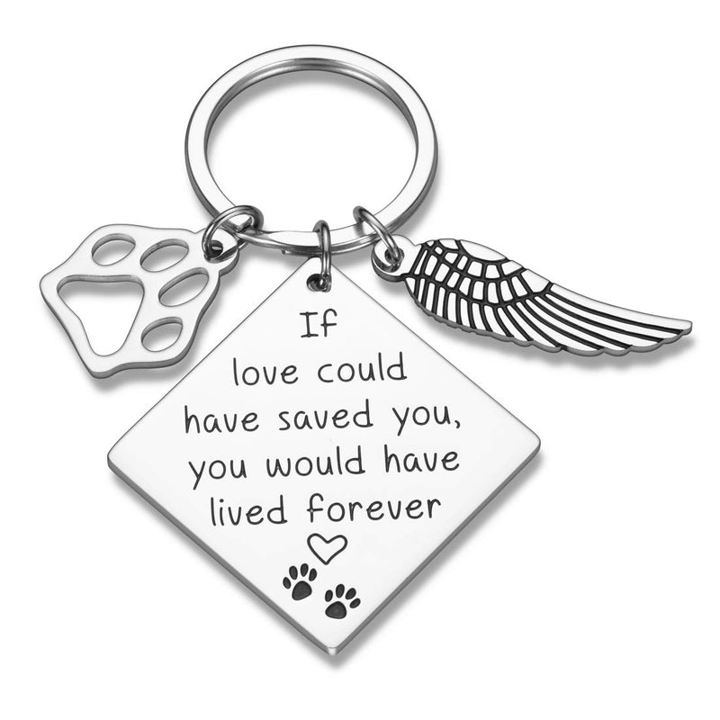 Pet Memorial Gift Keychain for Loss of Pet Dogs Cats Sympathy Gift for Friend Family Boss Remembrance Keyring Jewelry for Women Men Loved If Love Could Have Saved You Would Have Lived Forever - PawsPlanet Australia