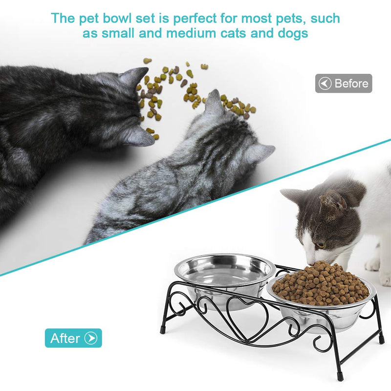 Stainless Steel Dog Bowl, Metal Dog Bowls Double Dog Bowls with One Stand for Small Medium Pets Dogs Cats(2 Pack) - PawsPlanet Australia