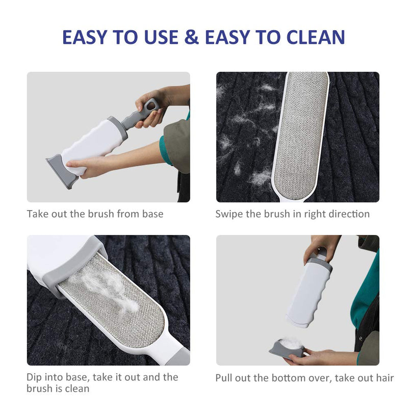 Pet Hair Remover, Upgrade Pet Hair Remover Brush & Pet Grooming Gloves Set, Perfect for Dog Cat with Long or Short Fur, Double-Sided Brush with Self-Cleaning Base for Clothing, Couch, Carpet, Car Seat - PawsPlanet Australia