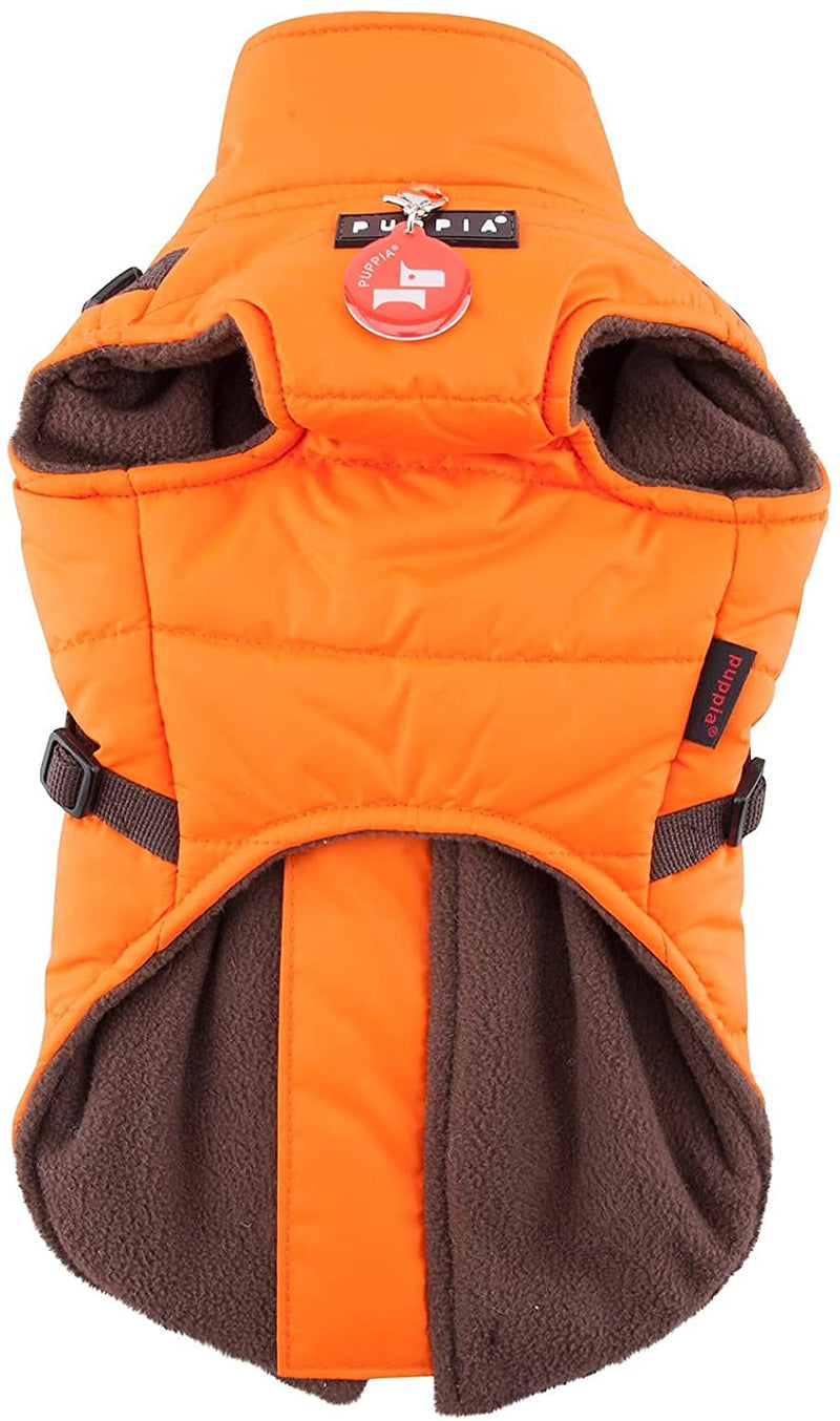 Puppia Dog Coats for Small and Medium Dogs - Waterproof Dog Coat with Harness Lined with fleece for pleasant warmth, Orange, XL - PawsPlanet Australia