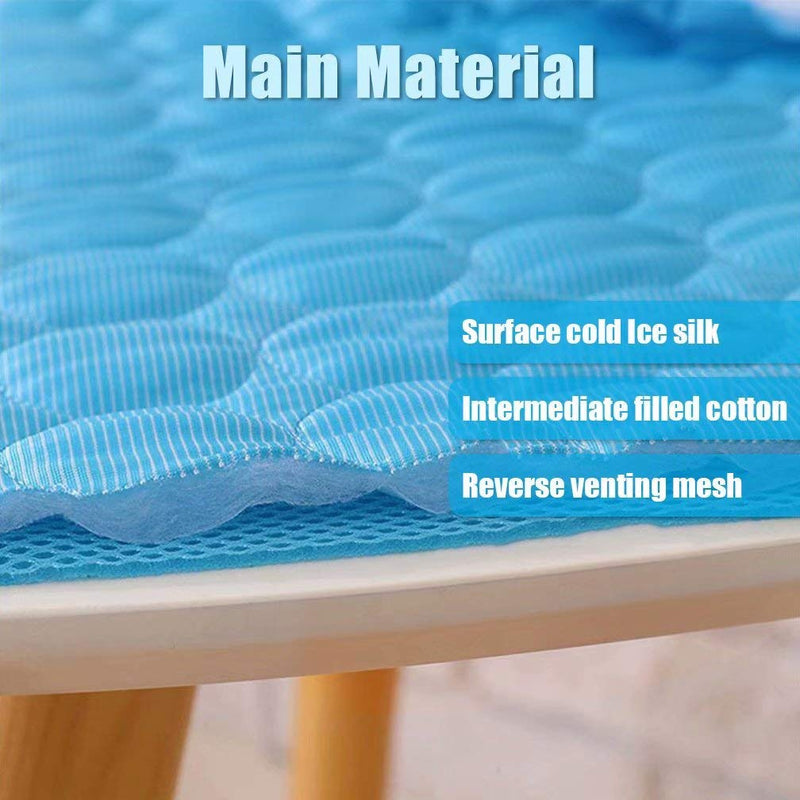 Washable Dog Cooling Mat Ice Silk Pet Self Cooling Pad Blanket 28x22 in Blue - PawsPlanet Australia