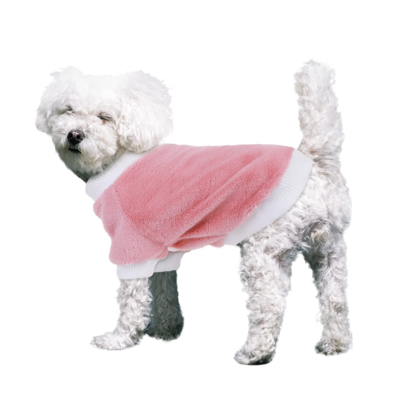 LETSQK Dog Hoodie Pink Pullover Hoody Knitwear Turtleneck Sweater for Puppy, Soft Fleece Pet Sweater,Winter Puppy Sweater Clothes for Dogs Cat Small - PawsPlanet Australia