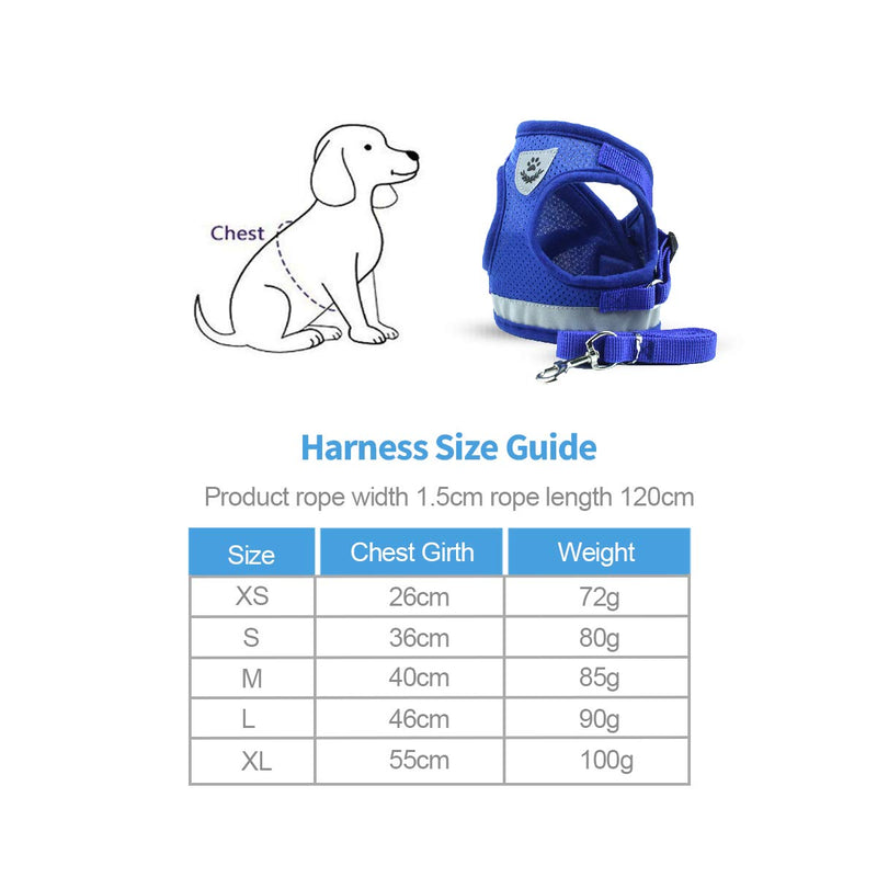 PETCUTE Reflective Dog Harness Adjustable No Pull Dog Harness Mesh Vest Puppy Chest Harness With Leash Blue L - PawsPlanet Australia