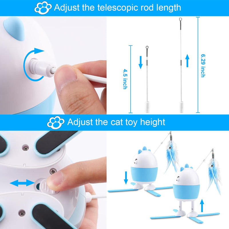 Interactive Cat Toys, Cat Laser Toy & Cat Feather Toys 2 in 1, Automatic Recharge Electric Cat Toys for Indoor Cats Kitten, with 2 Feathers & 1 Tassel - PawsPlanet Australia