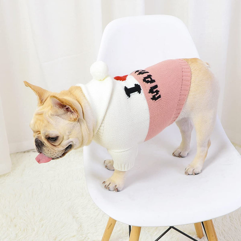 Fyzeg Dog Sweater-Knitwear Warm Dog Clothes-Dog Hoodie Pet Sweaters for Small Dogs for Fall Winter Beige-Mam - PawsPlanet Australia