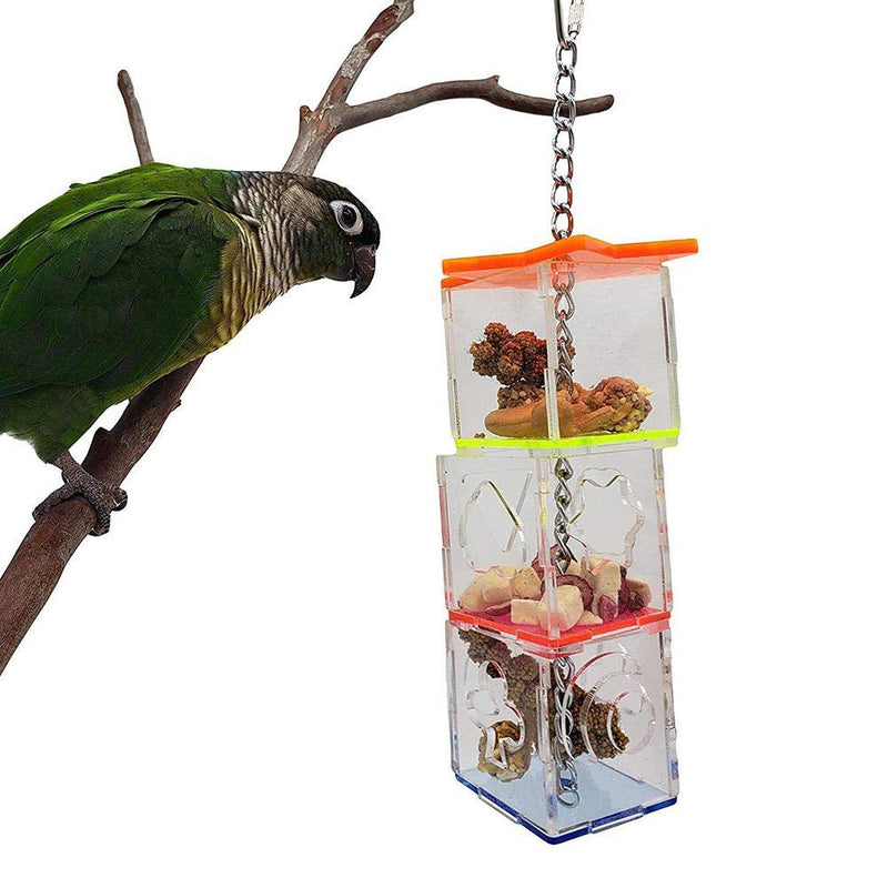 Parrot Foraging Toy Acrylic Multilayer Bird Cage Feeder Hanging Bird Intelligence Growth Training Toy for Parakeet Cockatiel Conure African Grey - PawsPlanet Australia