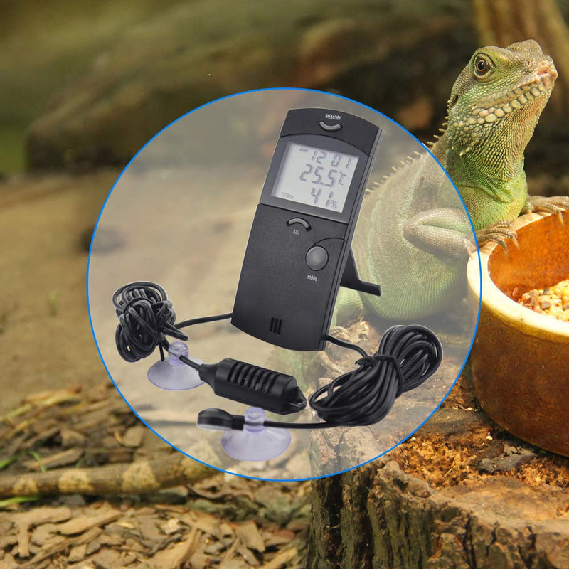 Digital Reptile Thermometer Hygrometer With Two Remote Probes - Max Min Vivarium Thermometer Ideal for Reptile Tanks and Vivariums - PawsPlanet Australia