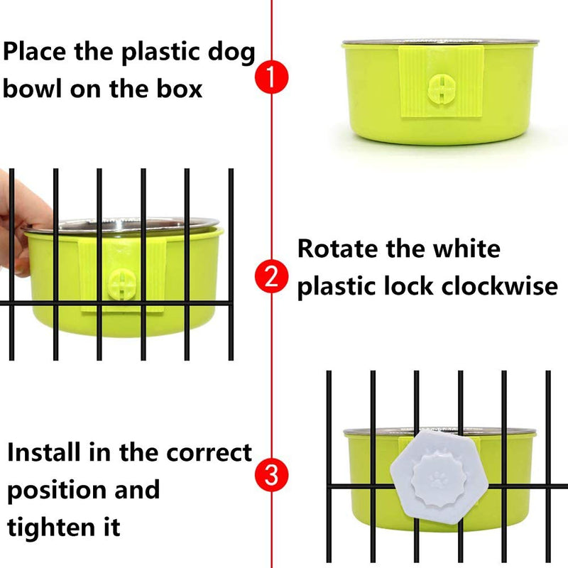 FANDE Pet Hanging Bowl, 2PCS Removable Stainless Steel Dog Bowl 2 in 1 Pet Crate Bowls with Bolt Holder for Crates Puppy Food Feeder Water Dish - PawsPlanet Australia