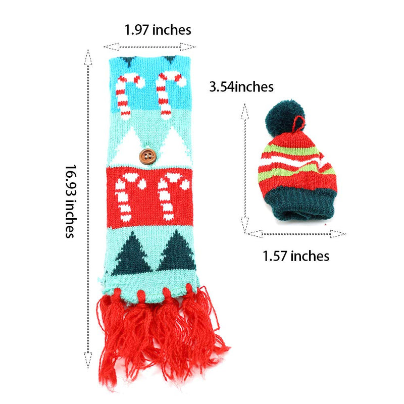 3PCS Mini Christmas Hat Scarf for Wine Bottle Decorations, Silverware Holders, Candy Covers, Home Party Kitchen Christmas Decor Xmas Knitted Scarves Hats Set - PawsPlanet Australia