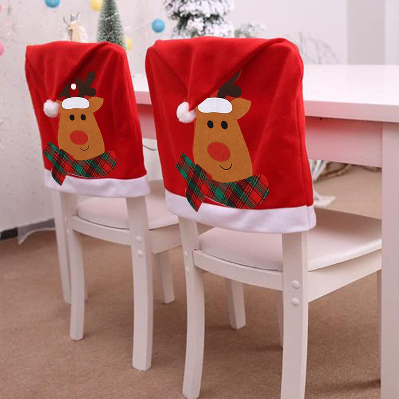 Christmas Dining Chair Slipcovers Great Chair Back Covers Xmas Chair Covers Decoration for Christmas Banquet Holiday Festival Decor 4Pcs - PawsPlanet Australia