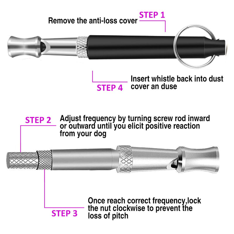 QIUDI Dog Whistle [2 Pack], Professional Ultrasonic Dog Training Whistle With Lanyard Neck Strap and Adjustable Frequencies Recall Training Assistant - PawsPlanet Australia