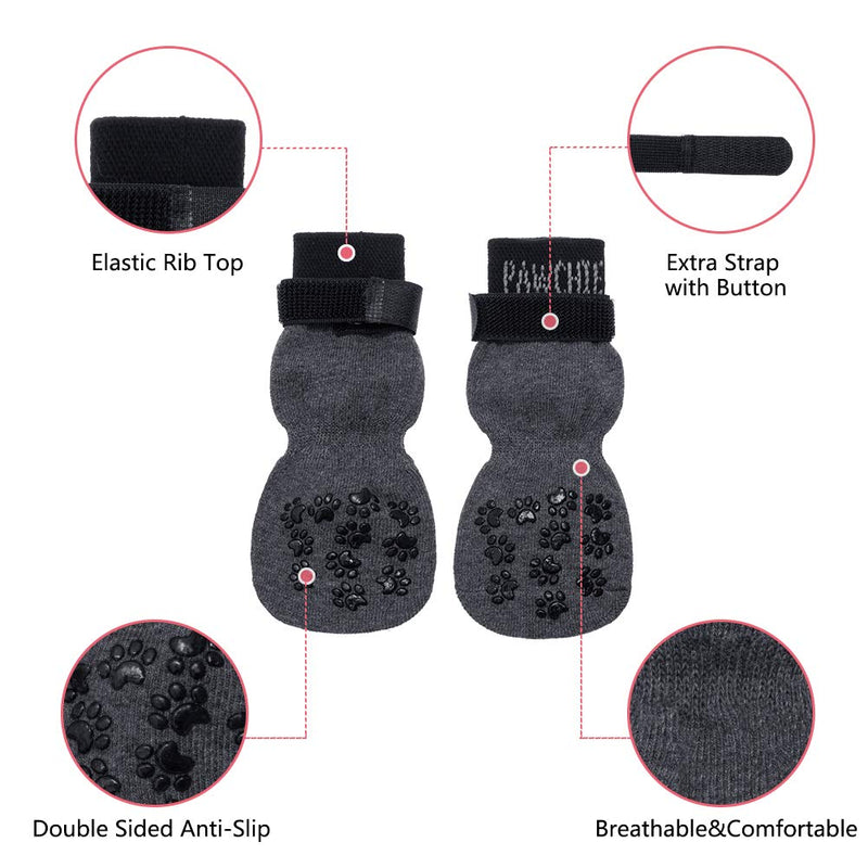 PAWCHIE Dog Socks for Hardwood Floor with Strap Indoor Anti Slip Knit Paw Protector Traction Control L - PawsPlanet Australia