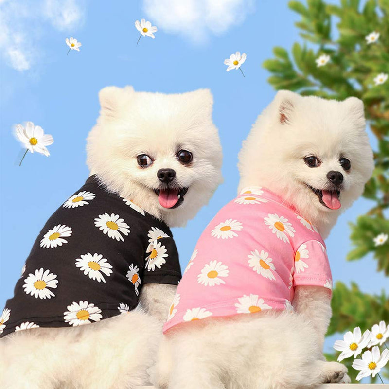 WEYATO Dog Shirts Flowers Summer Cool Beach Shirts Comfy Stylish Breathable Puppy T-Shirts Cotton Vest Clothes for Dogs and Cats Pet Apparel Design Adorable Casual Cozy Dog Shirt Small Pink - PawsPlanet Australia