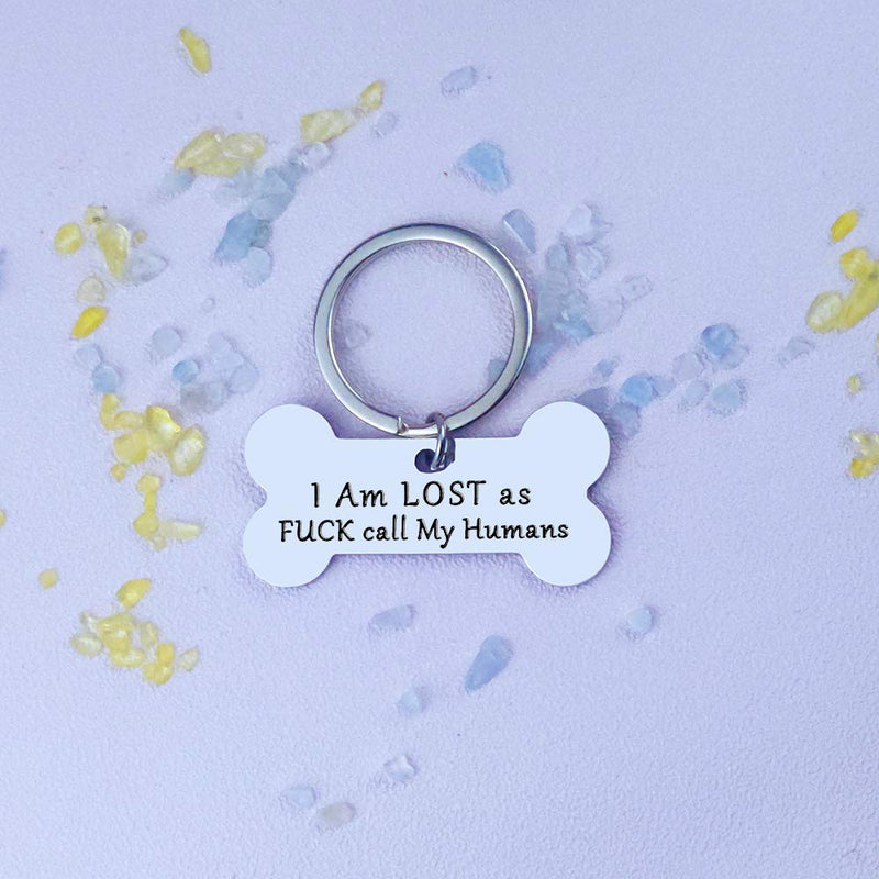 Funny Pet Dog Tag Keychain for Cats Dogs ID Tag Owner Personalized I'm Lost My New Puppy Engraved Bone Shape - PawsPlanet Australia