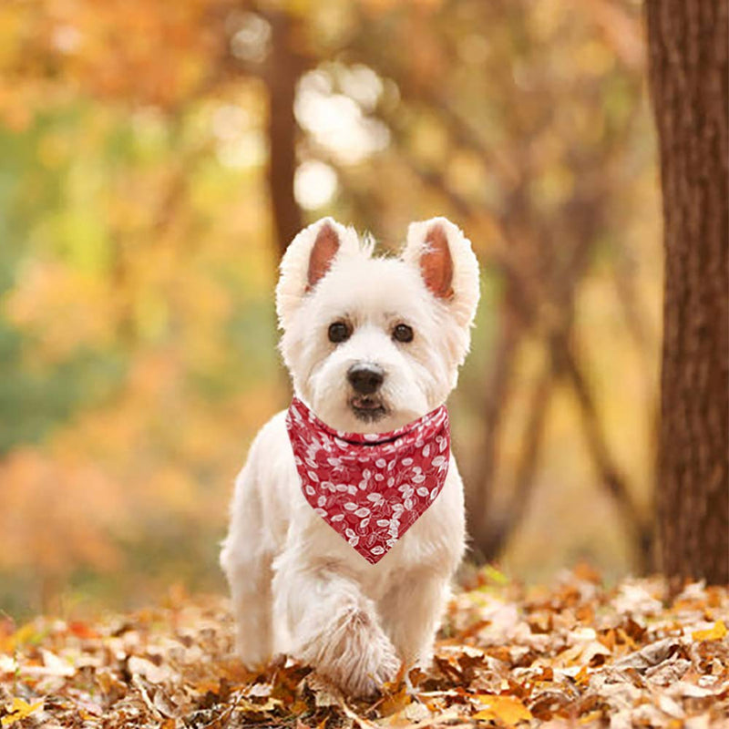 [Australia] - CAROLLIFE Pet Dog Cat Bandana Bibs Triangle Scarfs Adjustable Kerchief Assortment Hankies with Soft Cotton Material for Puppy Dogs and Pet Cats red leaf 