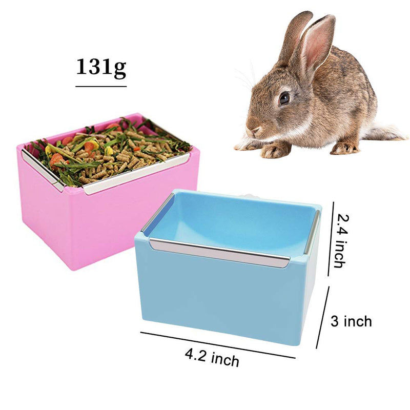 WishLotus Rabbit Feeder Bowl, Plastic Cage Hanging Bowl Small Pet Bowl with Smooth Metal Trim, Anti-bite Rabbit Hay Bowl for Bunny, Guinea Pig, Squirrel, Hedgehogs (Blue) Blue - PawsPlanet Australia