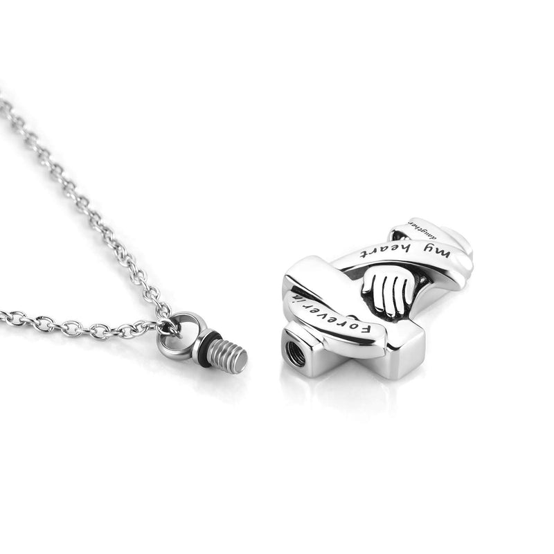 [Australia] - TCHYUN Urn Necklace for Ashes Cross Prayer Necklace Forever in My Heart Stainless Steel Memorial Necklaces for Dad Daughter 