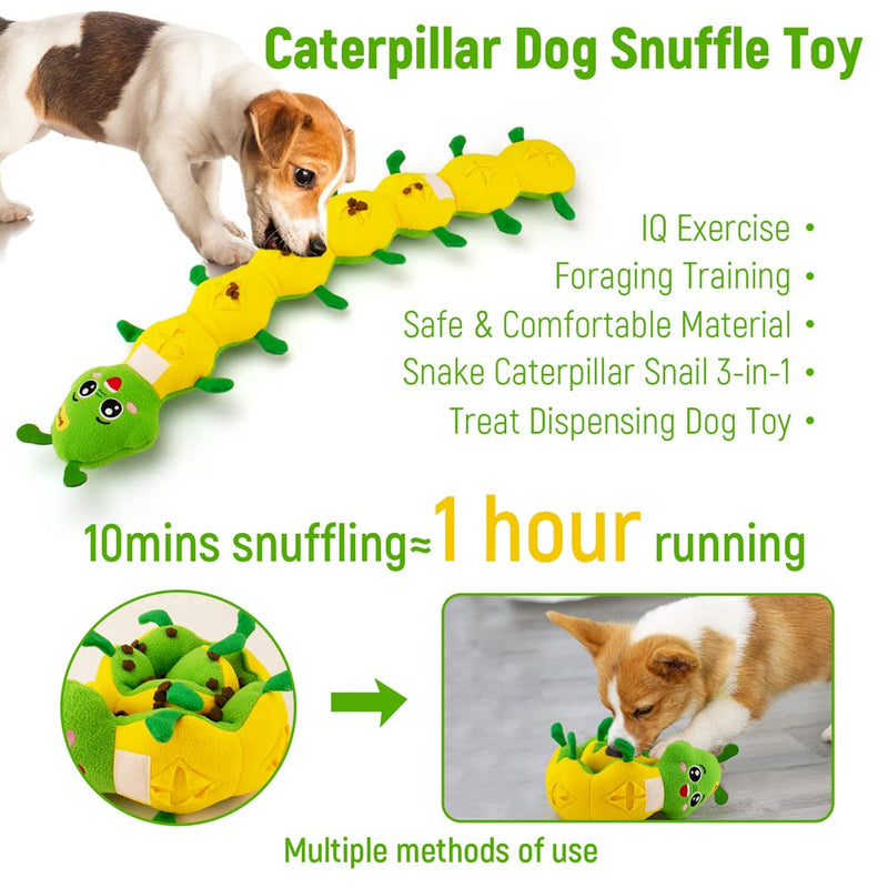 beetoy Squeaky Dog Toys for Boredom, Dog Snuffle Toys Interactive Dog Enrichment Toy for Puzzle & Foraging Instinct Training, Soft Plush Dog Activity Toys Tough Teething Toy for Puppy Small Medium Caterpillar - PawsPlanet Australia