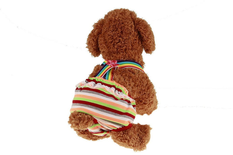 Tineer Pet Dog Cat Colorful Stripe Physiological Shorts Underwear Pants Diapers Tighten Strap Sanitary Briefs Panties for Puppy Color at Random, Pack of 2 (L) L - PawsPlanet Australia