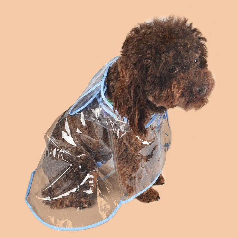 [Australia] - Topsung Dog Raincoat with Hood Poncho Transparent Rain Coat for Small Dogs Waterproof Puppy Cats Pets XS: Chest Girth:13.5" Back Length:9.4" Blue 