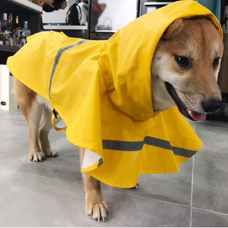 [Australia] - HAPEE Dog Raincoats for Dogs with Reflective Strip Hoodie,Rain Poncho Jacket Back Length 16" 13-Yellow 