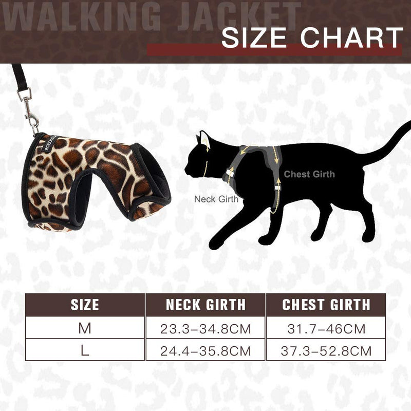 SCIROKKO Cat Harness and Lead - Escape Proof Adjustable Cat Harnesses Best Air Soft Mesh, Leopard Pattern for Kittens Cats Outdoor Walking 1 Count (Pack of 1) - PawsPlanet Australia