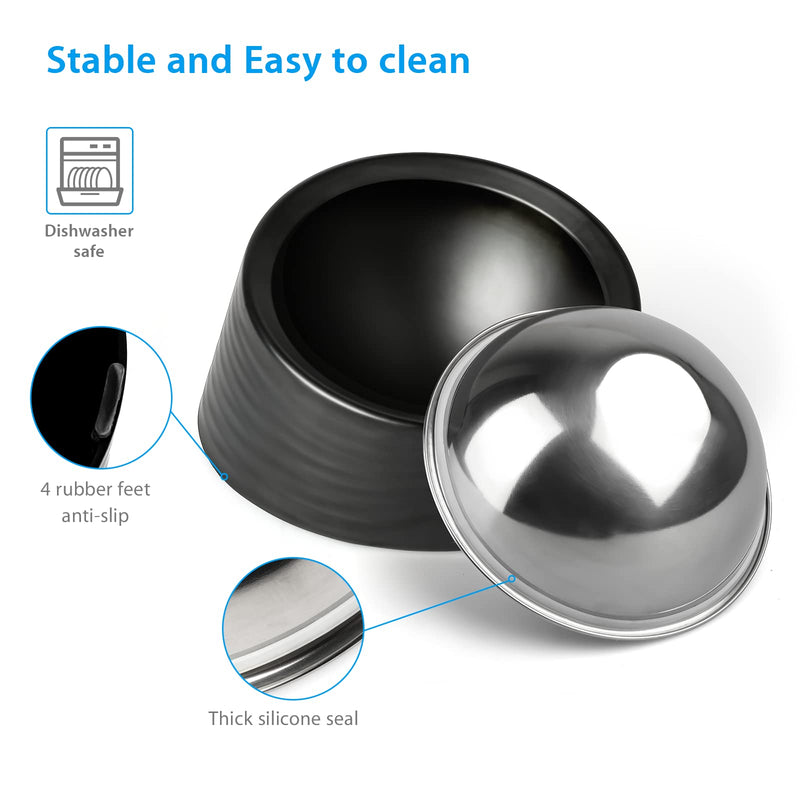 UPPETLY 15°Slanted Stainless Steel Dog Bowl, Tilted Angle No Spill Non-Skid Cat Food Bowl, Stress Free Food Grade Material Feeder for Pets Puppy Small Medium Dogs Black - PawsPlanet Australia