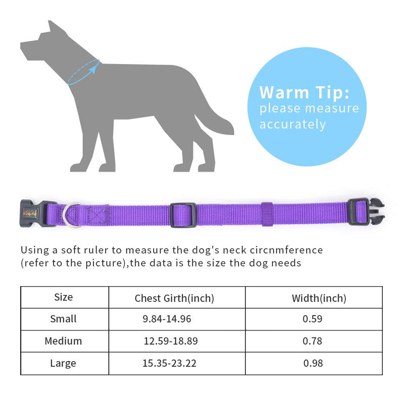 [Australia] - KLCW Nylon Dog Collar Lightly Waterproof Neoprene PaddedrUltra Soft Prevent Dog Skin from Wearing outThree Sizes Suitable for Small and Medium Dogs L purple 