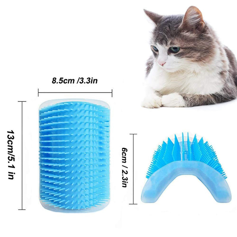 [Australia] - Cat Self Groomer, Wall Corner Massage Comb,Cat Corner Groomer Brush with Catnip,Perfect Massager Tool for Cats with Long and Short Fur- Shallow Blue(2PCS) 