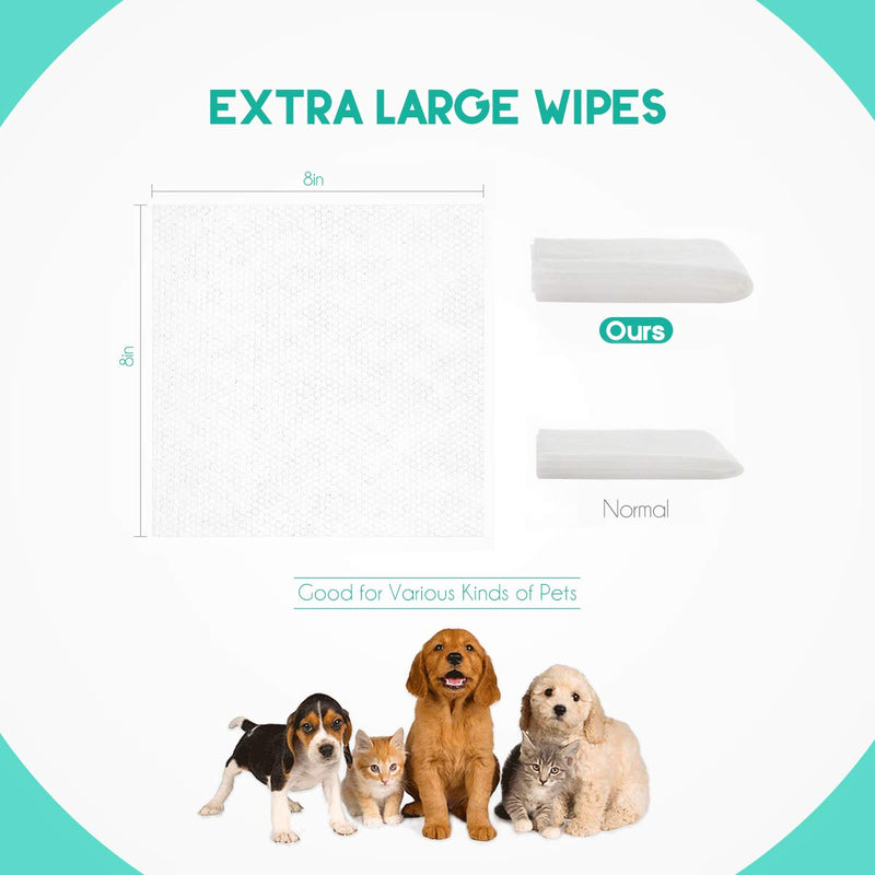 [Australia] - PETRIBE Large Pet Wipes for Dogs and Cats, 100 Moist and Thick Fresh Count, 100% Natural Puppy Wipes, Grooming Wipes for Paws, Body and Butt, 8 x 8 in Aloe Vera 