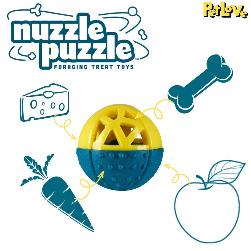 PetLove Nuzzle Puzzle Ball, Interactive, Dual Textured, Enrichment, Foraging Dog Treat Toy with Squeaker, Fill with Treats, Paste and Food - PawsPlanet Australia