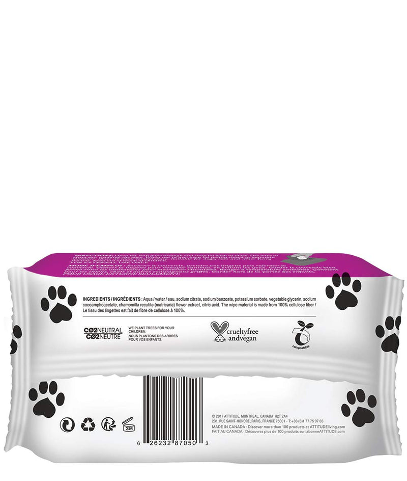 [Australia] - ATTITUDE Furry Friends, Hypoallergenic Natural Grooming Wipes, Fragrance Free, 72 Wipes Dispenser 