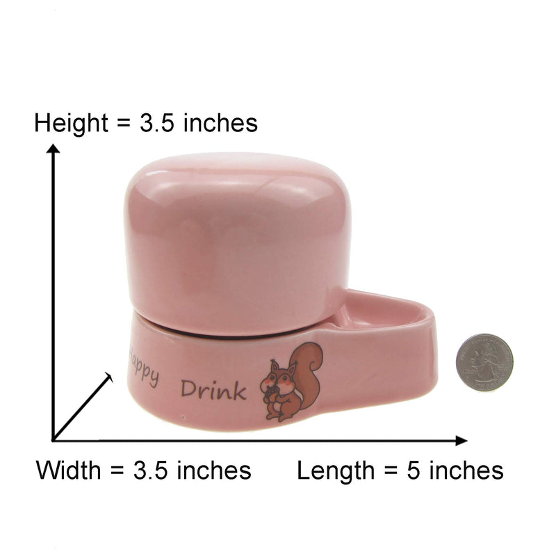 [Australia] - Alfie Pet - Baki 2-Piece Set Ceramic Water Bottle and Food Bowl for Small Animals Like Dwarf Hamster and Mouse Pink 