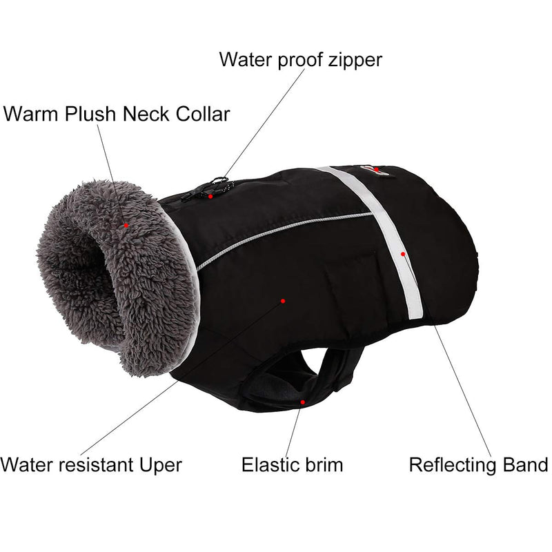 Komate Waterproof Dog Jacket Coat Winter Puppy Warm Jacket Vest Safty Reflective for Small Medium Large Dogs Windproof Suit Cold Weather Clothes (S (Chest 30 to 50cm), Black) S (Chest 30 to 50cm) - PawsPlanet Australia