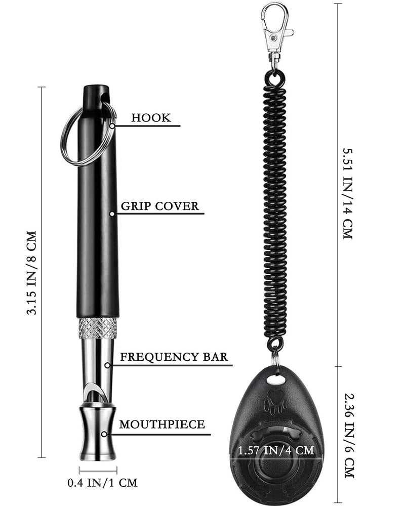 Ultrasonic Dog Whistle for Recall Stop Barking, Professional Dog Training Clicker Set Adjustable Frequencies, Lanyard Included - PawsPlanet Australia