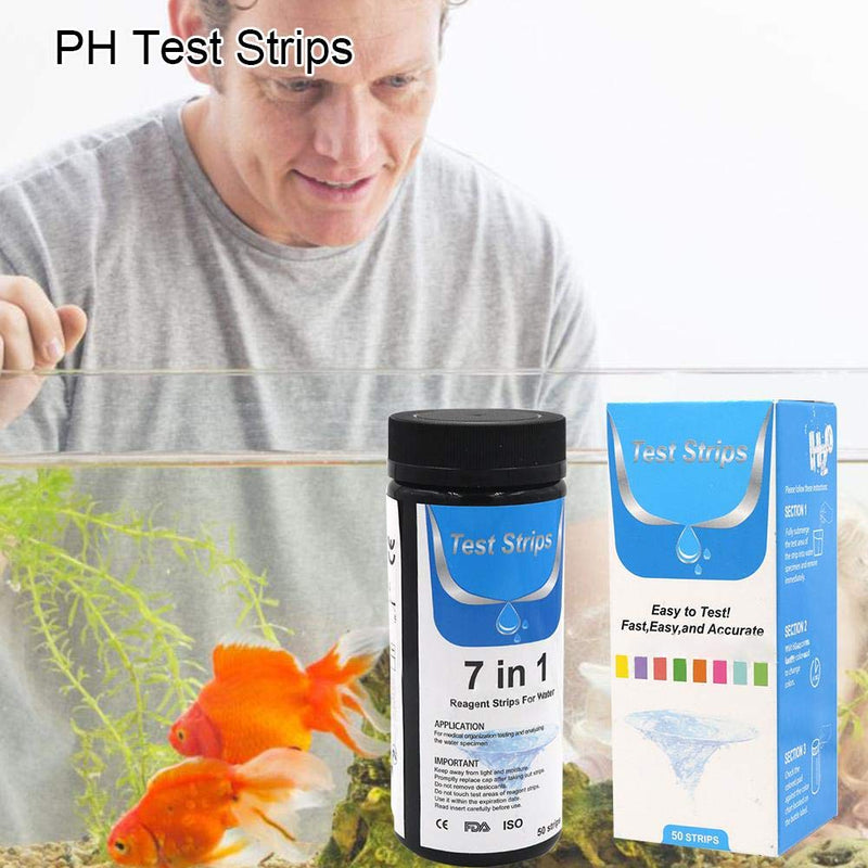 Prom-note 7 In 1 Test Strips Freshwater And Saltwater Aquarium Test Strips, 50PCS Water Quality Test Strips Aquarium Fish Tank PH Level Testing Papers For PH Level Test - PawsPlanet Australia