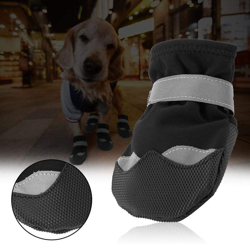 Atyhao Waterprooft Dog Shoes, 4Pcs Anti-Slip Dog Boots Sole Paw Protector with Reflective Straps for Sports Walking Outdoor(4#) 4# - PawsPlanet Australia