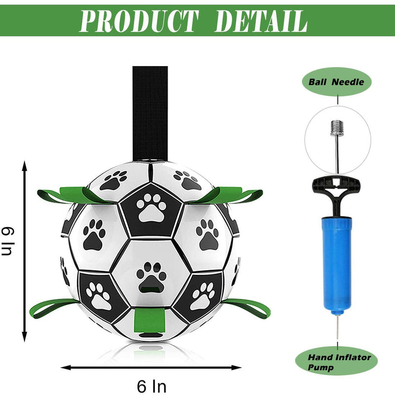 Dog Soccer Ball with Grab Tabs, Indestructible Tough Durable Interactive Tug of War Dog Tug Toy, Lightweight and Water Resistant Suitable for Indoor & Outdoor, Pets Training Football Toys - PawsPlanet Australia