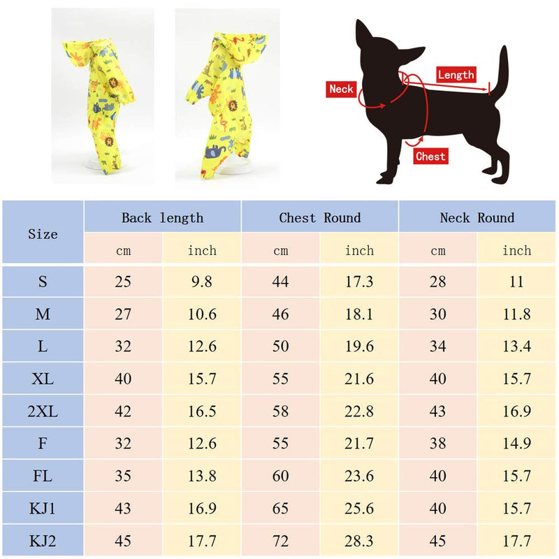 BbearT® Pet Raincoat, Dog Raincoat Ultra-Light Fun Pattern Jumpsuit Raincoat With Hood Waterproof Jackets Coats for Small Dogs Puppy (S: Back length 20cm) S: Back length 20cm - PawsPlanet Australia